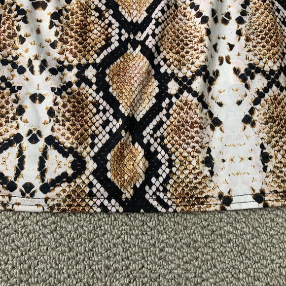 Pretty Little Thing Womens Skirt Size 10 Taupe Snakeskin Print Mini Cloressa - Picture 3 of 11